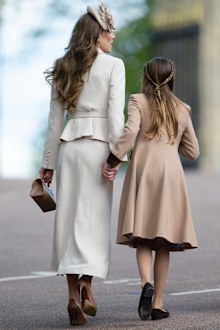 Princess Charlotte and Catherine, Princess of Wales attend the 2026 Easter Matins Service at St George's Chapel on April 05, 2026 in Windsor, England. 