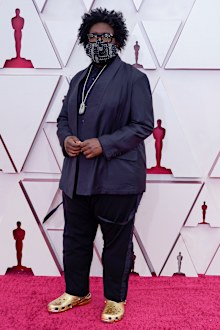 Questlove arrives at the Oscars on Sunday, April 25, 2021, at Union Station in Los Angeles. 