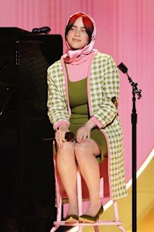 Billie Eilish performs onstage during the 66th GRAMMY Awards at Crypto.com Arena on February 04, 2024 in Los Angeles, California. 