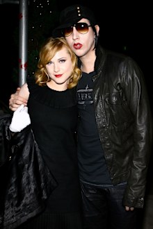 Actress Evan Rachel Wood and musician Marilyn Manson arrive for the after party for a special screening of "Across The Universe" at Bette on September 13, 2007 in New York City. 