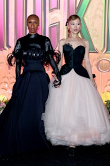 NEW YORK, NEW YORK - NOVEMBER 17: (L-R) Cynthia Erivo and Ariana Grande attend the "Wicked: For Good!" New York Premiere at David Geffen Hall on November 17, 2025 in New York City. (Photo by Jamie McCarthy/Getty Images)