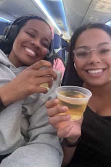 Angela still defaults to the Beats headphones when she flies. And whenever Brittany gets on a flight, she thinks about the moment they met. Brittany Hairston and Angela Buckner via CNN Newsource