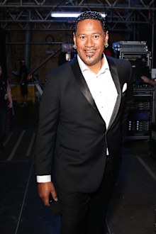 Jay Laga'aia during Woolworths Carols in the Domain at The Domain on December 19, 2015 in Sydney, Australia. Woolworths Carols in the Domain is Australia's largest Christmas concert featuring some of Australia and the world's best-loved artists performing Christmas songs and carols.