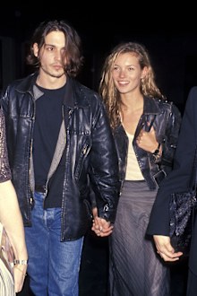 Actor Johnny Depp and model Kate Moss attend the Richard Tyler's New Fashion Collection and Screening of Johnny Depp's Directorial Debut of Short Film "Banter" in 1994 at Smashbox Studios in Culver City, California.