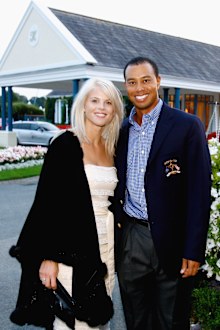 Tiger Woods of USA poses with his ex- wife Elin Nordegren at The Welcome Dinner after the first official practice day of the 2006 Ryder Cup at The K Club on September 19, 2006 in Straffan, Co. Kildare, Ireland.  
