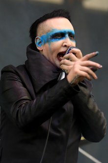 Musician Marilyn Manson performs at MAPFRE Stadium on May 15, 2015 in Columbus, Ohio.