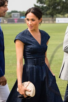 carolina herrera denim dress meghan markle Meghan Markle Wears Carolina Herrera Again at Kevin Costner's Event
