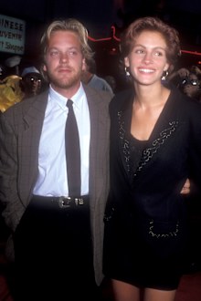 Kiefer Sutherland and Julia Roberts during Flatliners premiere at Mann's Chinese Theater in Hollywood, California, United States in 1990.