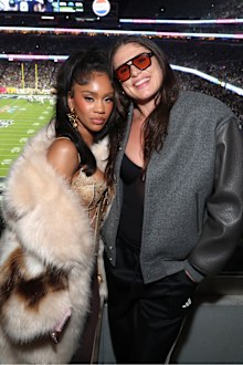 Saweetie and Ilona Maher at the Super Bowl LX at Levi Stadium in Santa Clara at Levi's Stadium on February 8, 2026 in Santa Clara, California. 