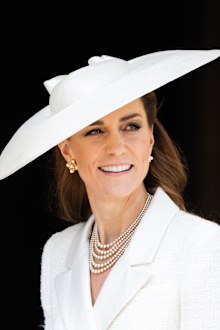 WINDSOR, ENGLAND - JUNE 16: Catherine, Princess of Wales attends the Order of the Garter service at St. George's Chapel, Windsor Castle on June 16, 2025 in Windsor, England. (Photo by Max Mumby - Pool via Samir Hussein/WireImage)