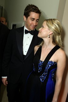 Jake Gyllenhaal and Reese Witherspoon attends the 2009 Vanity Fair Oscar party hosted by Graydon Carter at the Sunset Tower Hotel on February 22, 2009 in West Hollywood, California.