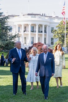 "NO UK SALES FOR 28 DAYS" ( No UK sale before 25th May 2026) Washington, USA - 27.04.2026: PRESIDENT DONALD TRUMP AND MELANIA WELCOME KING CHARLES AND QUEEN CAMILLA  to the White House at the start of their 4-day State Visit to the USA. Mandatory Photo Credit: ©Francis Dias/NEWSPIX INTERNATIONAL IMMEDIATE CONFIRMATION OF USAGE REQUIRED: Newspix International, 31 Chinnery Hill, Bishop's Stortford, ENGLAND CM23 3PS Tel:+441279 324672  ; Fax: +441279656877 Mobile:  07775681153 e-mail: info@newspixi
