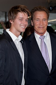 Patrick Schwarzenegger with his dad Arnold Schwarzenegger in 2011.
