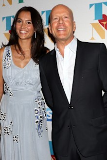 Bruce Willis and Emma Heming Willis attend Tony Bennett 90th Birthday Party on August 3, 2016 in New York City.