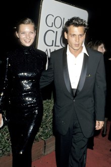 Kate Moss and Johnny Depp at the 52nd Annual Golden Globe Awards in 1995.