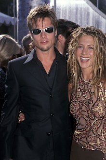 Brad Pitt and Jennifer Aniston attend the 51st Annual Primetime Emmy Awards in 1999.