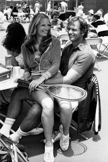 Ron Ely, wife, Valerie Lundeen, tennis, gold cart 