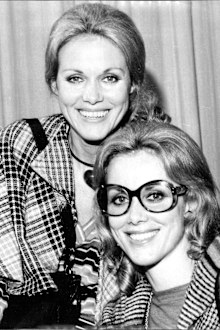 The glamorous identical twins from Germany, Ellen (left) and Alice Kessler during a trip to Sydney in 1973.