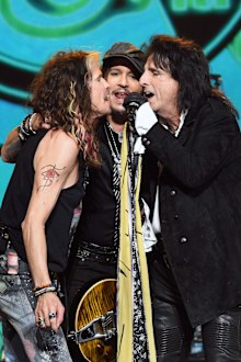 Honoree Steven Tyler of music group Aerosmith, Johnny Depp, and Alice Cooper perform onstage during MusiCares Person of the Year honoring Aerosmith at West Hall at Los Angeles Convention Center on January 24, 2020 in Los Angeles, California. 