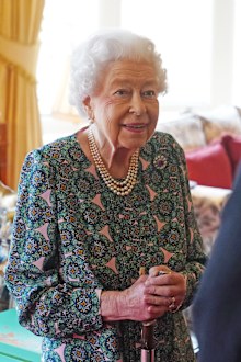 Queen Elizabeth II speaks during an audience at Windsor Castle when she met the incoming and outgoing Defence Service Secretaries at Windsor Castle on February 16, 2022 in Windsor, England. 