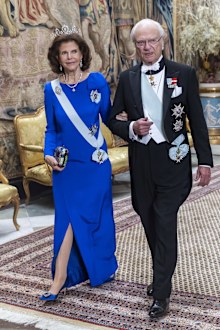 Swedish royals wear tiaras for Nobel Prize Kings Dinner inside palace