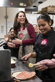 Princess was declared the winner as Prince William, Prince of Wales and Catherine, Princess of Wales try their hands making Indian street food as they visit the Indian Streatery, an authentic, family run independent Indian restaurant based in the city centre on April 20, 2023 in Birmingham 