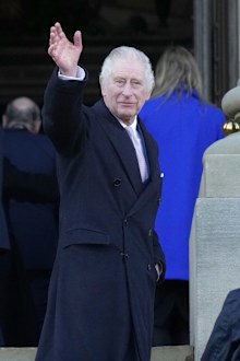 King Charles III arrives at Bolton Town House on January 20, 2023 in Bolton, United Kingdom 