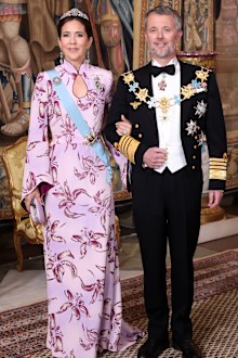 STOCKHOLM, SWEDEN - APRIL 30: Queen Mary of Denmark and King Frederik X of Denmark attend the gala dinner during the 80th Birthday celebrations of King Carl XVI Gustaf of Sweden at Royal Palace on April 30, 2026 in Stockholm, Sweden.  (Photo by Michael Campanella/Getty Images)