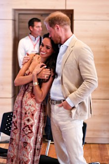 BOGOTA, COLOMBIA - AUGUST 15: Meghan, Duchess of Sussex and Prince Harry, Duke of Sussex are seen at Centro Nacional de las Artes Delia Zapata during The Duke and Duchess of Sussex's Colombia Visit on August 15, 2024 in Bogota, Colombia. (Photo by Eric Charbonneau/Archewell Foundation via Getty Images)
