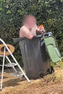 British man in wheelie bin heatwave