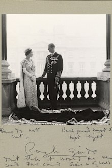 Antony Armstrong-Jones photo of Queen Elizabeth II and Prince Philip - proof with handwritten instructions, 1958.