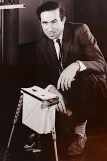 Brian with his flight unit of Apollo 13 Charged Particle Lunar Environment Experiment 