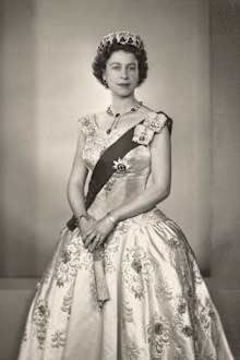 Portrait of the Queen wearing the Vladimir Tiara and Delhi Durbar necklace, taken by Dorothy Wilding goes on display as part of the special display Platinum Jubilee: The Queen's Accession