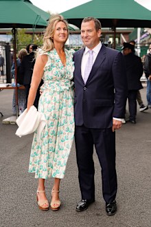 Peter Phillips and Harriet Sperling arrive on day ten of the 2024 Wimbledon Championships at the All England Lawn Tennis and Croquet Club, London. Picture date: Wednesday July 10, 2024. 