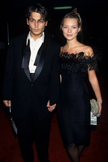 Johnny Depp and Kate Moss at the "Sinatra: 80 Years My Way" Birthday Celebration in 1995.