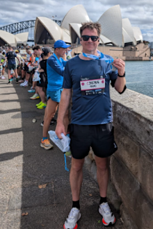 After crossing the line to complete my first marathon.