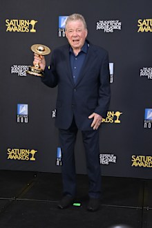 William Shatner with the Saturn Award he received on March 08, 2026.
