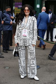Jessie J attends Wimbledon Championships Tennis Tournament Day 8 at All England Lawn Tennis and Croquet Club on July 06, 2021 in London, England. 