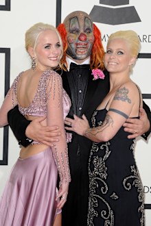 Slipknot's Shawn 'Clown' Crahan, wife Chantel Crahan (R) and daughter Gabrielle Crahan (L) in 2014.