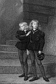 Circa 1500, The Princes in the Tower, Edward V (1470 - 1483) and Richard, Duke of York (1473 - 1483). From an engraving by Stocks after a painting by Millais. (Photo by Hulton Archive/Getty Images)