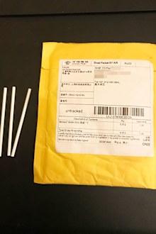 Instead he got some plastic sticks in the mail.