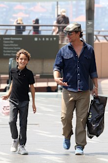 Matthew McConaughey pictured at Sydney Opera House with his son Levi