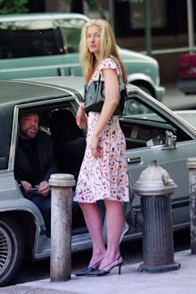 Carolyn Besssette Kennedy arrives at a memorial for Billy Way at Brick Presbyterian Church on Park Avenue and 91st Street.  July 16, 1996. ©Lawrence Schwartzwald