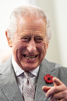 LONDON, ENGLAND - NOVEMBER 9: King Charles III meets Kindertransport refugees, from the Association of Jewish Refugees, during a visit to the Central Synagogue in central London to commemorate the 85th Anniversary of Kristallnacht, on November 9, 2023 in London, England. Kindertransport was a programme which aimed to transport 10,000 Jewish children from Nazi-controlled areas in Europe to the UK between 1938 and 1939. Today, the King met with some of the surviving refugees ahead of a commemorati