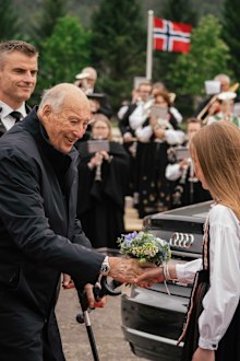 King Harald V of Norway on a tour of Vestland on May 26, 2026.