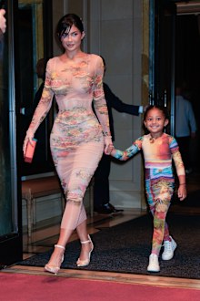 Kylie Jenner and her daughter Stormi step out for Met Gala after party. 