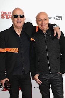 Richard Fairbrass and Fred Fairbrass of Right Said Fred arrive at 'The Death Of Stalin' UK Premiere held at Curzon Chelsea on October 17, 2017 in London, England.