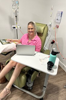 Vivienne Greene studying nursing while undergoing chemotherapy.