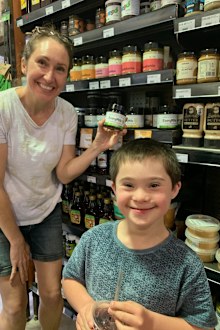 Mother and son visit Everymite product in healthfood stores