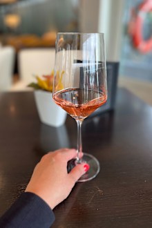 Glass of rose on board Avalon Waterways Artistry II